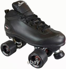 Sure-Grip Cyclone Roller Skates Black Size 6 Quad Speed Skates Rock Nylon Plate