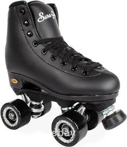 Sure Grip Fame Men & Women Premium Roller Skates Black Leatherette 9, black