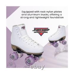 Sure-Grip Fame White Outdoor Unisex Roller Skates with Pink Motion Wheels V