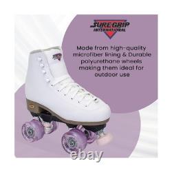 Sure-Grip Fame White Outdoor Unisex Roller Skates with Pink Motion Wheels V