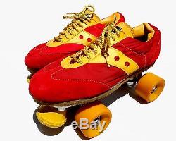 Sure-Grip Original Vintage JOGGER Roller Skates in RED/ YELLOW- Mens Size 13