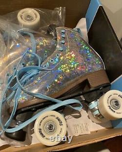 Sure Grip Prism Plus Silver Holographic Roller Skates, size 6