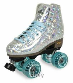 Sure Grip Quad Roller Skates Prism Plus Silver Glitter Blue Mens 5 / Womens 6