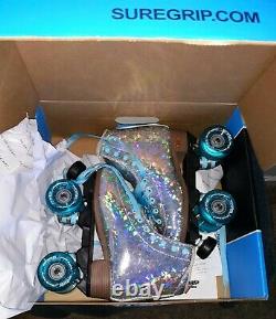 Sure Grip Quad Roller Skates Prism Plus Silver Glitter Blue Mens 5 / Womens 6