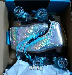 Sure Grip Quad Roller Skates Prism Plus Silver Glitter Blue Mens 5 / Womens 6