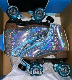 Sure Grip Quad Roller Skates Prism Plus Silver Glitter Blue Mens 5 / Womens 6