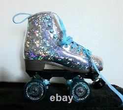 Sure Grip Quad Roller Skates Prism Plus Silver Glitter Blue Mens 5 / Womens 6