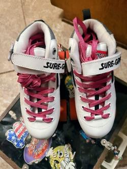 Sure Grip Rebel Derby boots with Sunlite 2 plates with bont skate laces Size 6