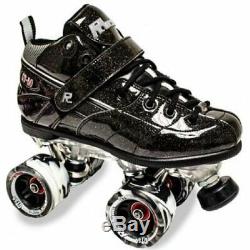 Sure-Grip Rock GT-50 Black Sparkle Quad Derby Roller Skates US 7