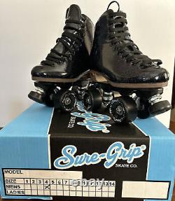 Sure Grip Stardust Black Glitter Roller Skate M/4 Or With6 Size