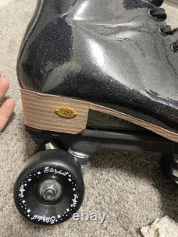 Sure-Grip Stardust Quad Roller Skates Black Glitter Leather Size 11