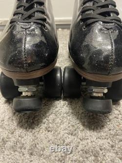 Sure-Grip Stardust Quad Roller Skates Black Glitter Leather Size 11