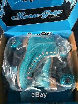 Sure-Grip Stardust Roller Skates Glitter Blue Women's Size 6