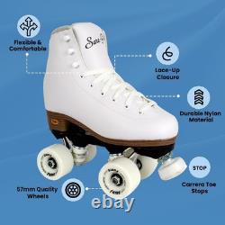 Sure-Grip White Fame Roller Skates for Women Made of Nylon Womens 8
