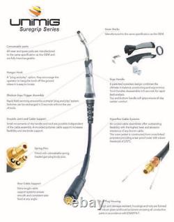 UNIMIG SB36 SURE GRIP MIG TORCH 3m /4m GUN WELDING BINZEL 300Amp EURO CONNECTION