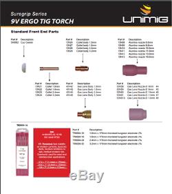 UNIMIG SR-9 Sure Grip Lift / Scratch start TIG Torch 4m Dinse 35-50 WP9 WP-9