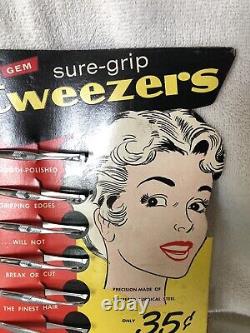 Vgt. Gem The Sure Grip Tweezers 1956 Store Display Nos