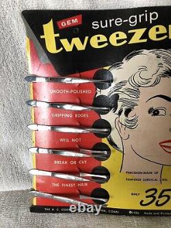 Vgt. Gem The Sure Grip Tweezers 1956 Store Display Nos