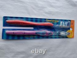 Vintage 2 Lot Ranir Toothbrushes Teardrop Sure Grip Handle Medium Soft Bristles