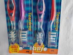 Vintage 2 Lot Ranir Toothbrushes Teardrop Sure Grip Handle Medium Soft Bristles