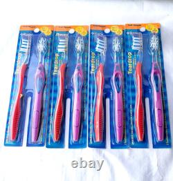 Vintage 4 Lot Ranir Toothbrushes Teardrop Sure Grip Handle Medium Soft Bristles