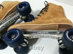Vintage/Antique SUEDE Sure-Grip Roller Skates Size 12 in Made in USA