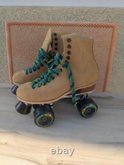 Vintage Riedell 130l Roller Skates Super x 4R Sure Grip Suede Size 6 USA MADE