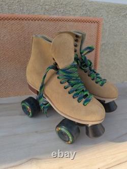 Vintage Riedell 130l Roller Skates Super x 4R Sure Grip Suede Size 6 USA MADE