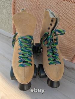 Vintage Riedell 130l Roller Skates Super x 4R Sure Grip Suede Size 6 USA MADE