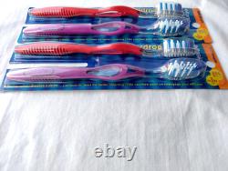 Vtg 2 Lot Ranir Manual Toothbrushes Teardrop Sure Grip Handle Soft Bristle Rare