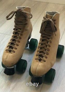 Antique Suede Sure-grip Roller Skates Taille 8 En Parfait État Made In USA