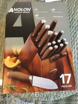 Brand New Anolon Suregrip 17 Pièces En Acier Japonais Inoxydable Couteau Setbronze