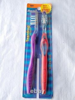 Brosse à dents vintage 2 lots Ranir avec poignée en forme de goutte d'eau, prise sûre, poils mi-doux