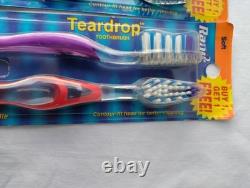 Brosse à dents vintage 2 lots Ranir avec poignée en forme de goutte d'eau, prise sûre, poils mi-doux