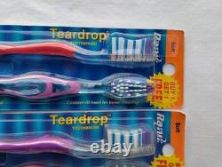 Brosse à dents vintage 2 lots Ranir avec poignée en forme de goutte d'eau, prise sûre, poils mi-doux