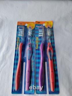 Brosse à dents vintage 2 lots Ranir avec poignée en forme de goutte d'eau, prise sûre, poils mi-doux