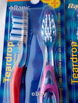 Brosse à dents vintage 4 lots Ranir poignée en forme de goutte d'eau à prise sûre poils moyens et souples