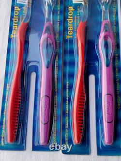 Brosse à dents vintage 4 lots Ranir poignée en forme de goutte d'eau à prise sûre poils moyens et souples