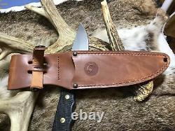 Couteaux D’alaska Knife Bush Camp Knife Suregrip Handles, Leather Sheath USA