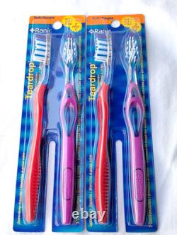 Ensemble de 2 brosses à dents Ranir Vintage avec poignée en teardrop antidérapante, poils souples moyens