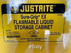 Justrite Sure-grip Ex 17 Gallon Armoire Inflammable 43 X18 X 24 Nouvelle Boîte Ouverte