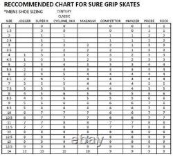 NOS Sure Grip Magnums taille 6 avec trucks SKIN Sure Grip NOIR entièrement filetés