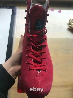 New-sure Grip Boardwalk-outdoor Roller Skates-womens Sz 9 Red Suede Rétro Style