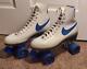 Nike Patin à Roulettes Quad 10 Femmes Blanc Cuir Sac Vintage Bleu 1970's Sure Grip