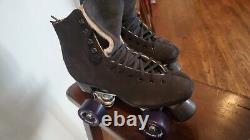 Nouveau Black Suede Quad Roller Skates Taille 5-5-7 (=dames 5-5-7) Sure Grip