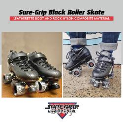 Patins à roulettes Sure Grip Rock GT50 noirs élégants pour hommes et femmes, adaptés à l'intérieur.