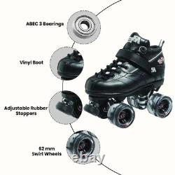 Patins à roulettes Sure Grip Rock GT50 noirs élégants pour hommes et femmes, adaptés à l'intérieur.