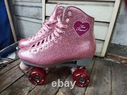 Patins à roulettes à paillettes roses en édition limitée Too Faced Sure Grip femmes taille 10