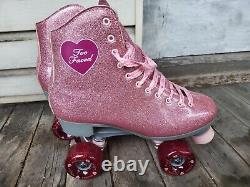 Patins à roulettes à paillettes roses en édition limitée Too Faced Sure Grip femmes taille 10