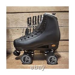 Patins à roulettes haut de gamme Sure Grip Fame pour hommes et femmes en cuir noir élégant